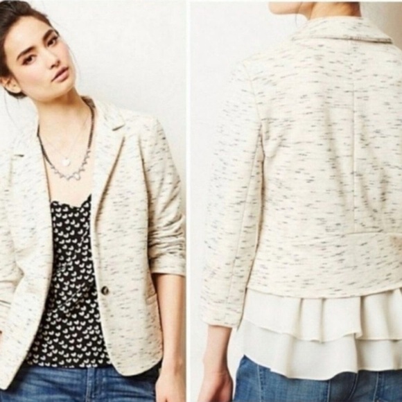 Anthropologie Jackets & Blazers - NWOT Cartonnier Anthropologie Cream Peplum Blazer Jacket Tailored Luxury Size L